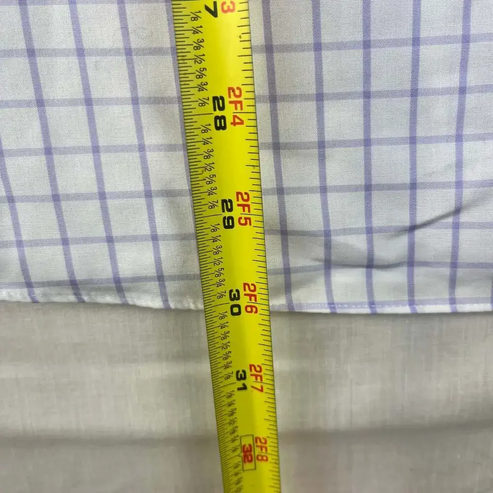 Brooks Brothers Regent Mens Size 17.5 32/33 White Purple Plaid Non Iron - Picture 11 of 11